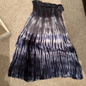 Long strapless tye dye dress